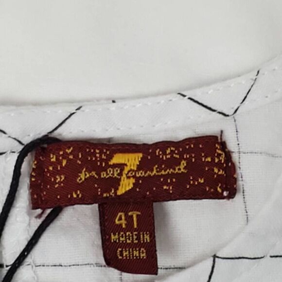 7 For all Mankind 4T Girls White Check Blouse - Picture 2 of 6